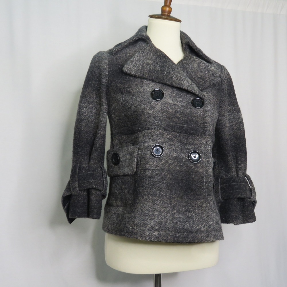 Michael Kors Womens Double Breasted Jacket Size XS Black Gray Knit Casual Career - Picture 3 of 6